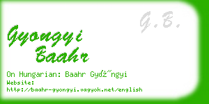 gyongyi baahr business card